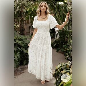 Baltic born Aspen Smocked Lace Maxi Dress